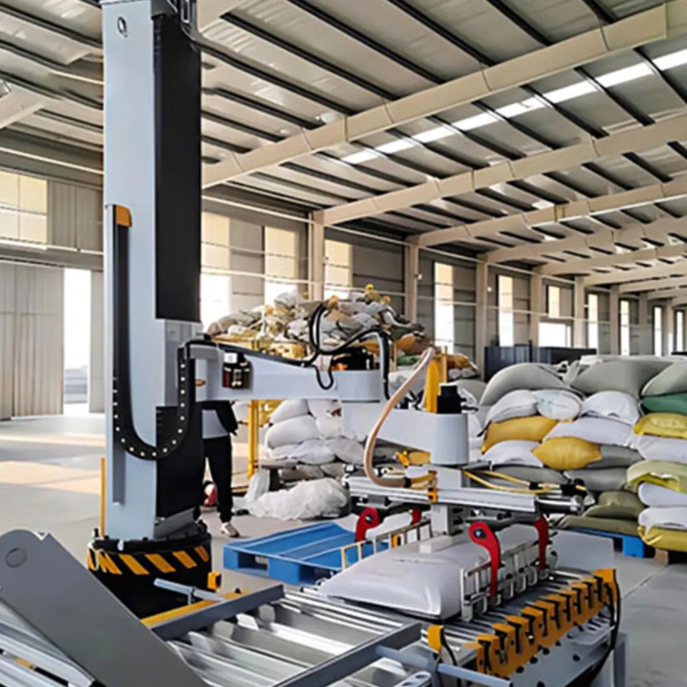 Compact Single Column Swivel Arm Robot Palletizer, Servo Driven Cartesian Coordinate Palletizer for Case,carton,box