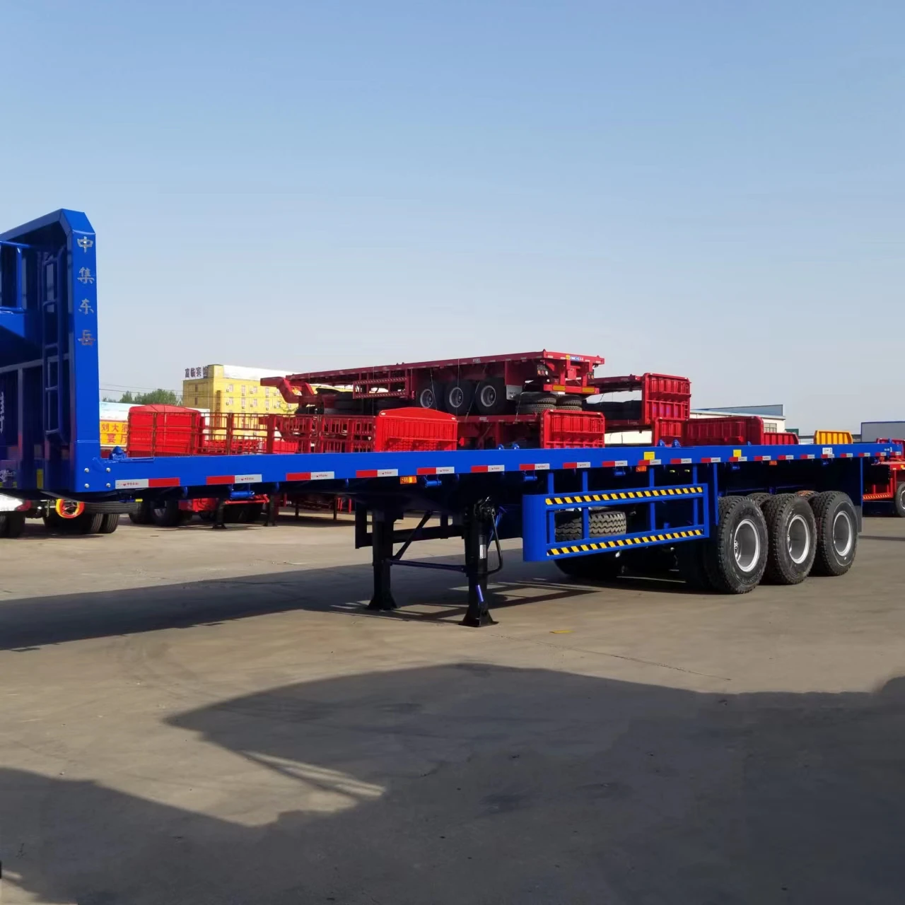 Multifunction 3 Axle 45ft Flatbed Trailers 40ft For Port Heavy Duty