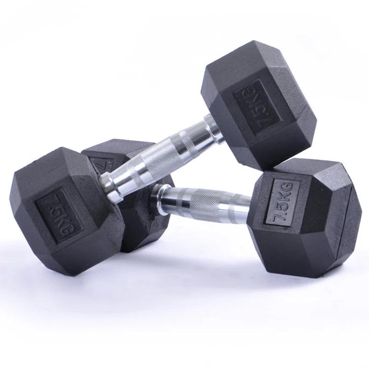 
 Шестигранная гантеля с резиновым покрытием  