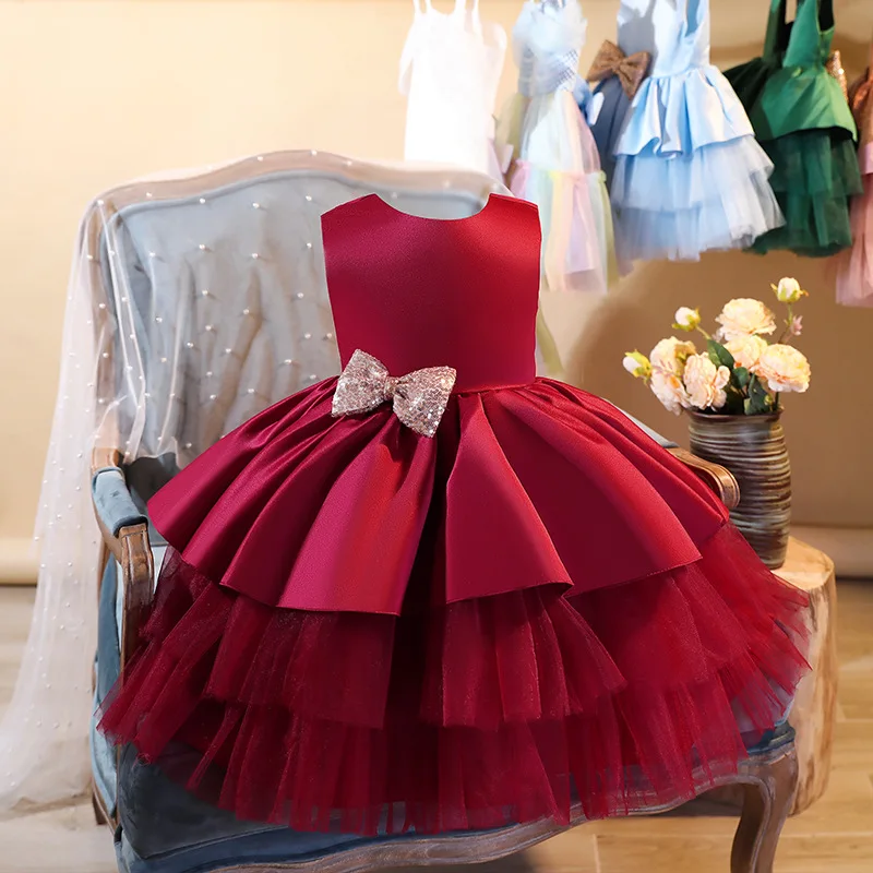 2022 New Baby Girls One Shoulder Ruffles Beautiful Dress Kids Toddlers  Summer Birthday Party Dresses Vestidos Clothes 0-8age