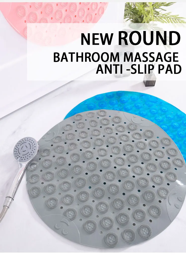 Non-slip Round Bathroom Mat Safety Shower Bath Mat Plastic Massage Pad Bathroom Carpet Floor Drainage Suction cup Bath Mat manufacture