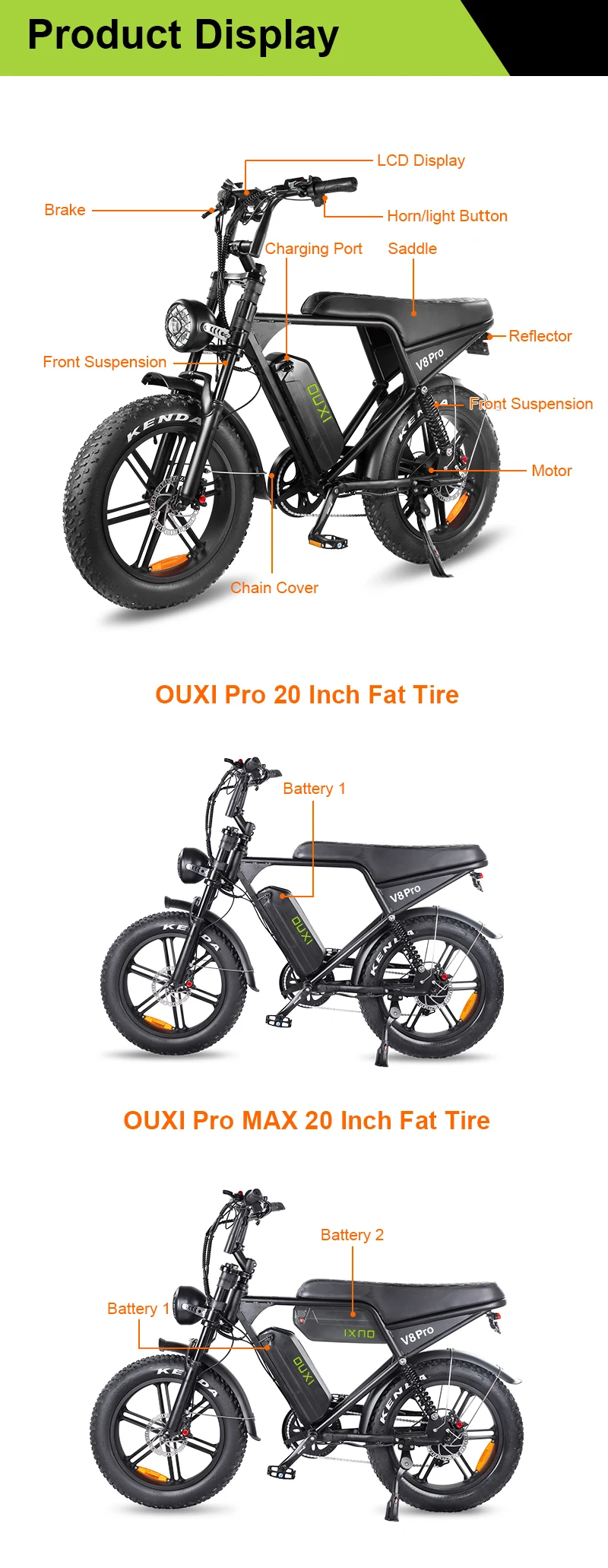 1000W 48V Ebike Electric Hybrid Bike For Adult Battery Assisted Electric Bike Bicycle E-bike Fat Tire E bike OUXI V8 Pro Max 24