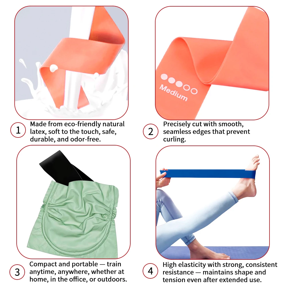 5pcs Custom Logo Short Resistance Bands Set for Gym Workout Eco-Friendly product detail 2