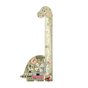 Hot New Wooden Dinosaur Busy Board Wall Game for Kids Educational Height Ruler Exercise Hands-on Ability
