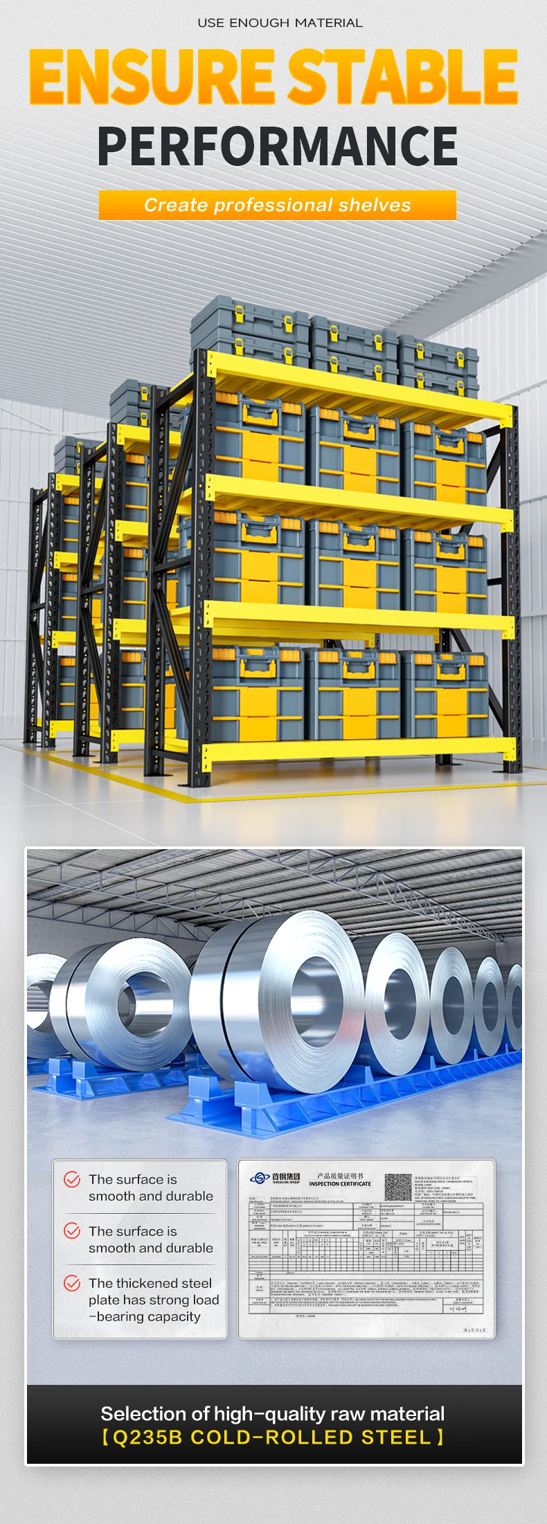 Metal Warehouse Rack Industrial Racking Rack System 4 Layer 300KG Load ...