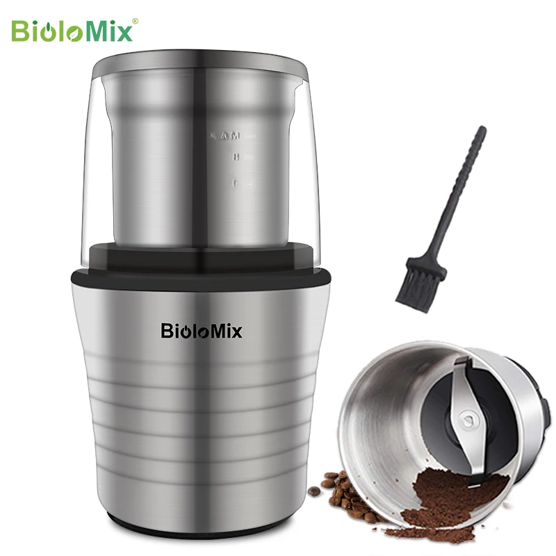 Electric Coffee Bean Grinder with Clear Lid/Non-Slip Base 304 Stainless  Steel Dry Food Grinder Multi-Functional 300W for Kitchen