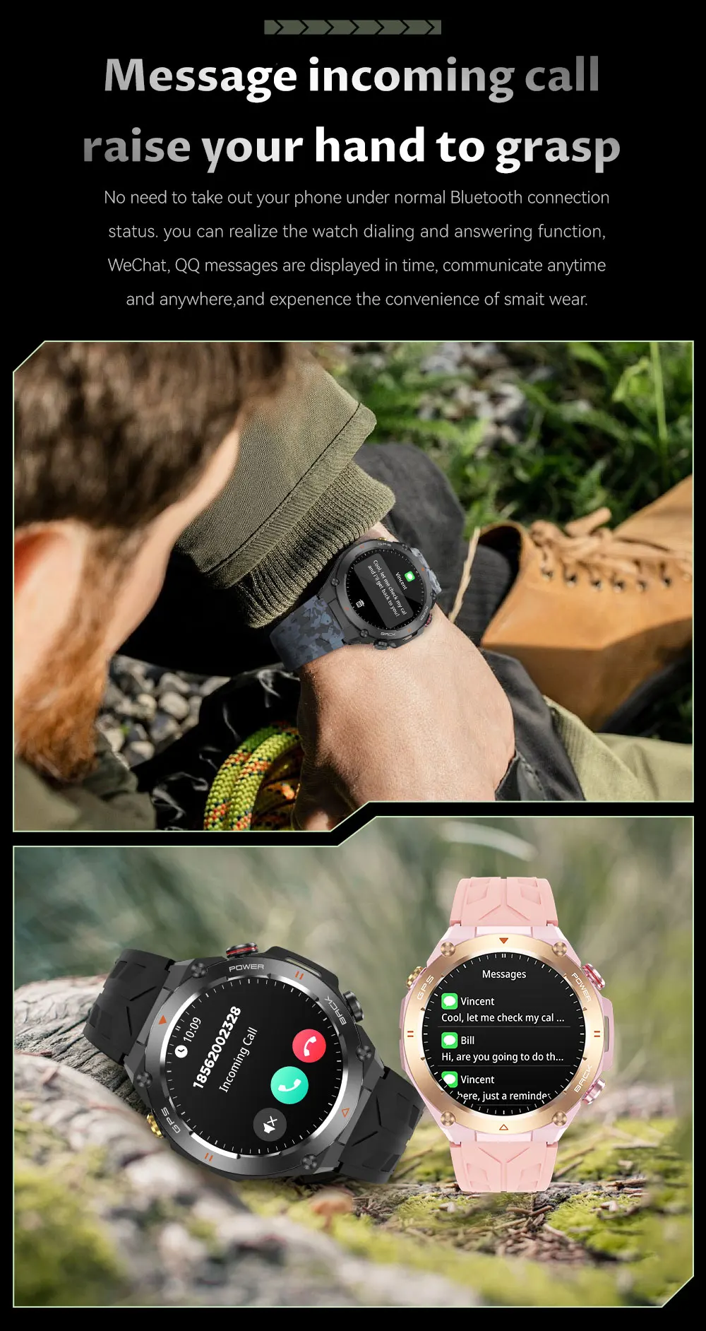 product gps outdoor sport smart watch waterproof  ip68 sleep blood oxygen monitoring slim lightweight for men girls-7