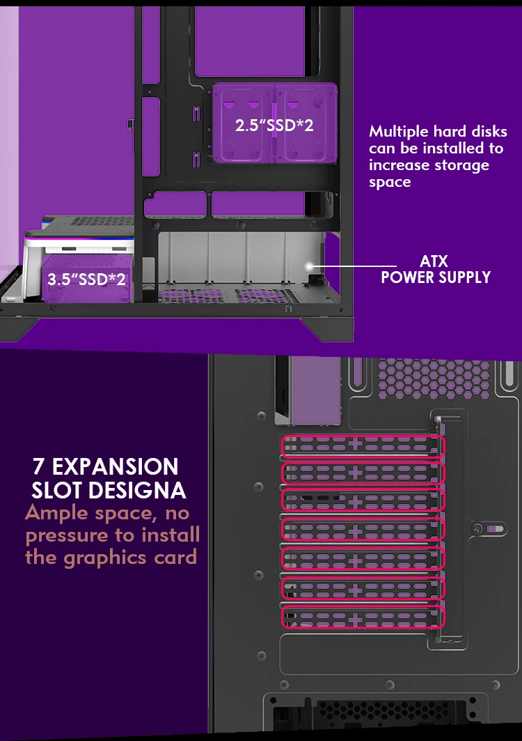 New Design ATX RGB Gaming Desktop Panoramic Tempered Glass Computer ...