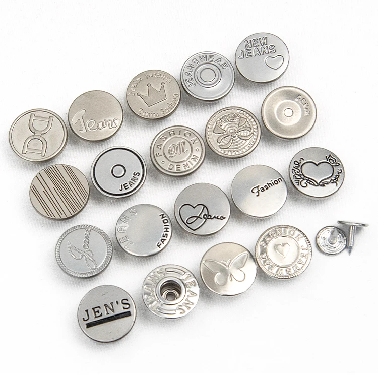 Silver Denim Boton Para Jeans Customized Metal Buttons