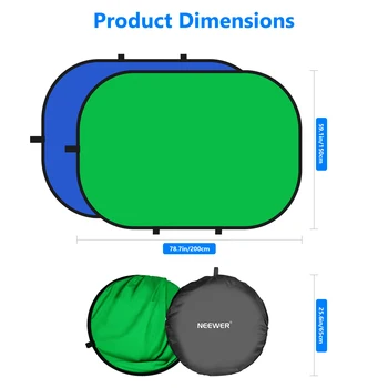 Neewer 2-in-1 Chromakey Green Chromakey Blue Collapsible Backdrop Collapsible Reversible Background 4.9x6.6 Feet/1.5x2 Meters detail image