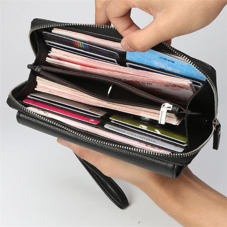 BAKEWAY Cartera Para Hobre, Tarjetero De Cuero Con 16 Ranuras Para Tarjetas, Tarjetero De