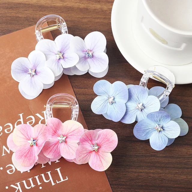Sweet Double-Flower Pearl Hair Claws Phalaenopsis Flower Seaside Shark Clip Super Cute and Ethereal Realistic Flower Claw Clips