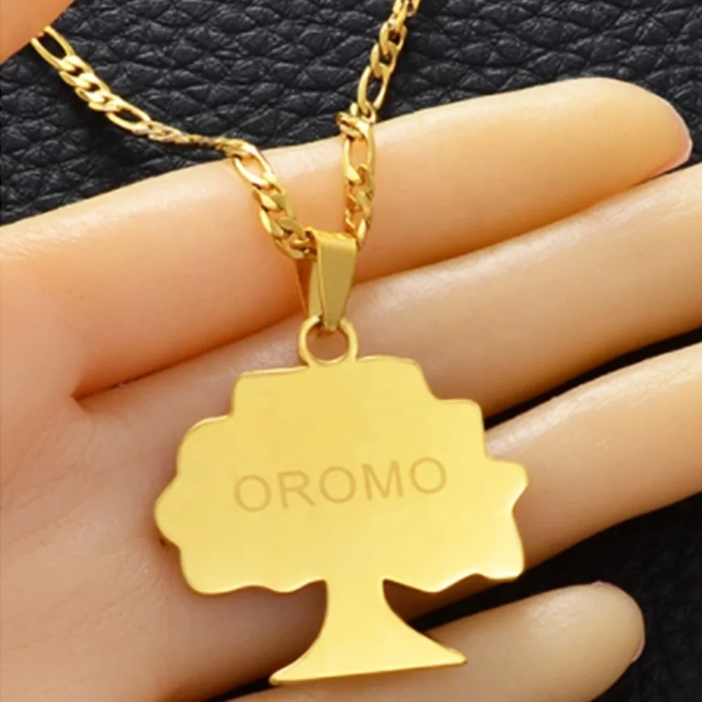 Stainless Steel Ethiopia Oromia Map Pendant Necklace - Oromo Jewelry Gift, 24K Gold Plated
