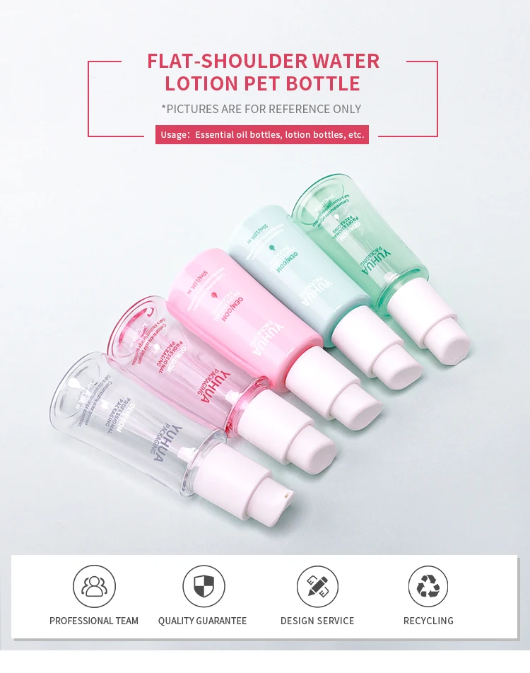 50ml Clear PET Flat Shoulder Lotion Pump Bottle for Customized Cosmetic Packaging with Silk Screen Printing