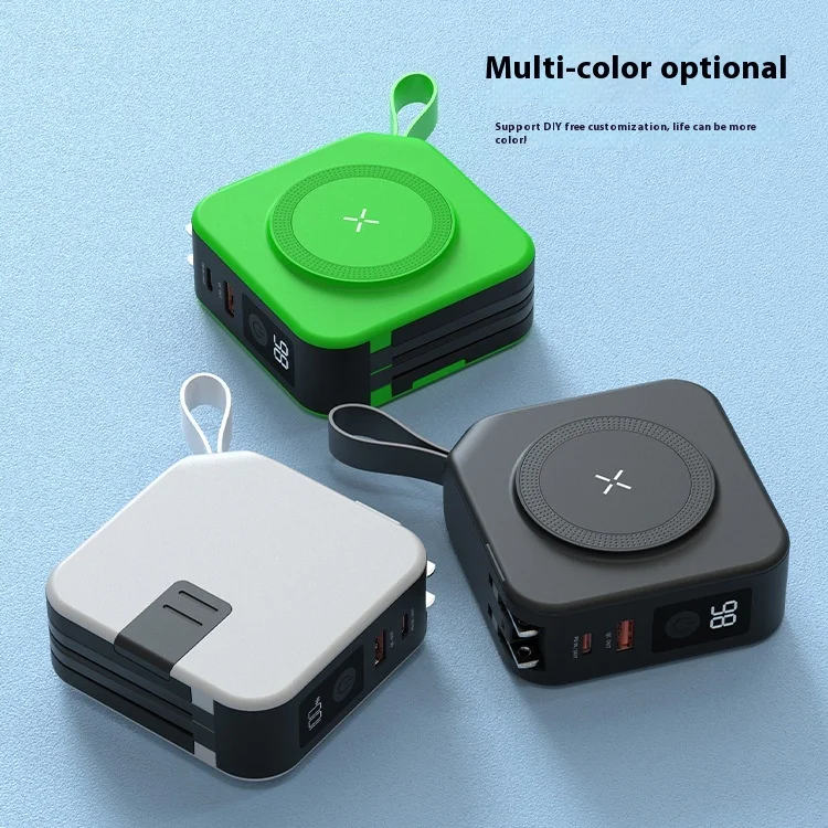 New Fast And Fast Charging 10000Mah Wireless Charging Bank With Built-in C-type PD Cable Magnetic Travel Bank