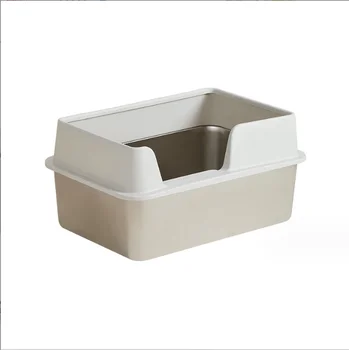 Super large deepen semi-closed stainless steel litter box Cat toilet Cat litter box Pet supplies