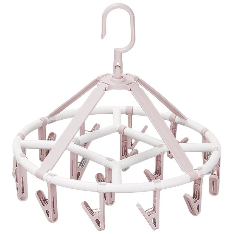 SOLELY Factory's Hot Sale Round foldable Hanging Drying Rack With 16 Clips hanger Wardrobe Balcony Bathroom Living room