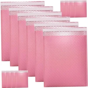 Custom Printed Pink Biodegradable Poly Bubble Mailer Envelope Air-Padded Shipping Mailing Bags
