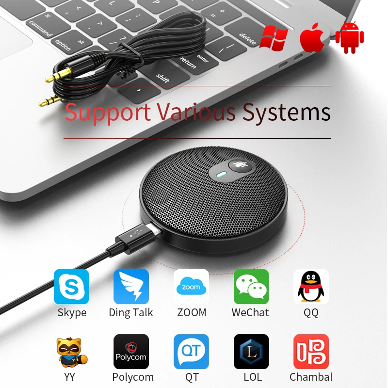 Conference USB Microphone Omnidirectional Condenser PC MIC for Video Conference