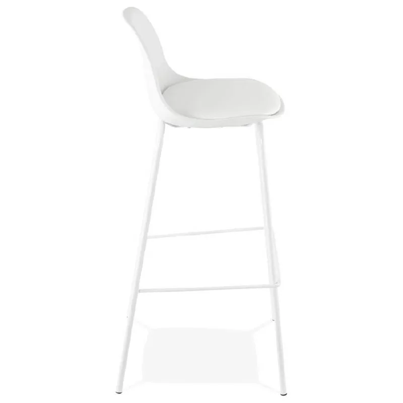 Rustic counter height white pp bar chair with leather cushion