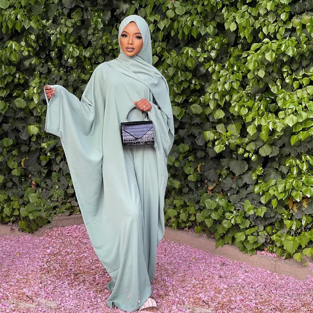 Custom Wholesale Europe and America Islamic Clothing 1Jilbab 2 Pieces With Hijab Abays Women Muslim Dresses