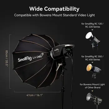 SMALLRIG Parabolic Softbox LA-D85 85cm Quick Release Soft Box for Bowens Mount COB Lights - 4158 detail image