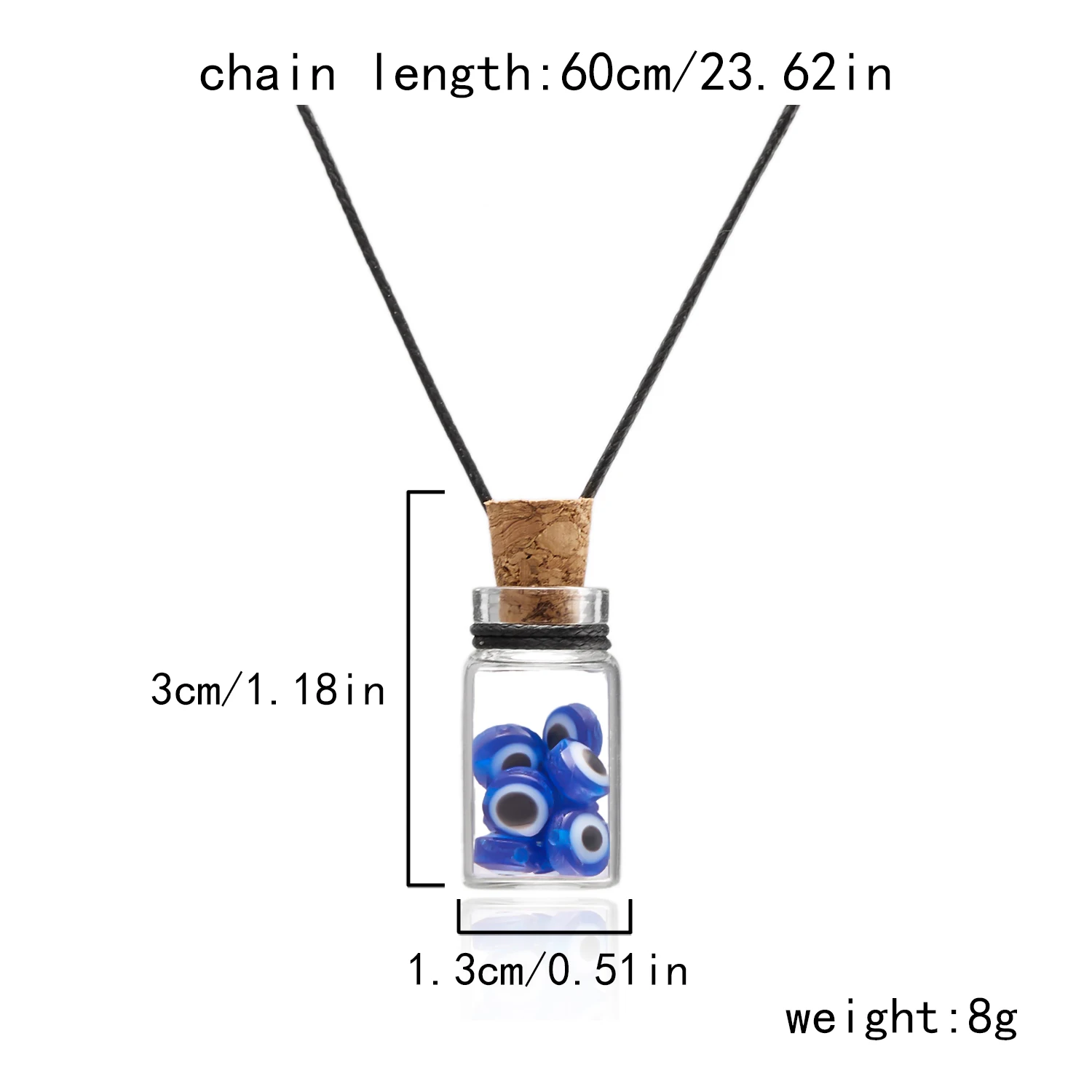 Rinhoo Lucky Sign Evil Eye Necklaces Glass Bottle Blue Eye Beads Pendant Wax Rope Handmade Card Necklace Women Men Jewelry Gift