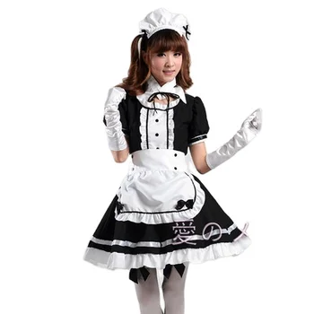 2023 Black Cute Lolita Maid French Maid Dress Girls Woman Amine Cosplay ...