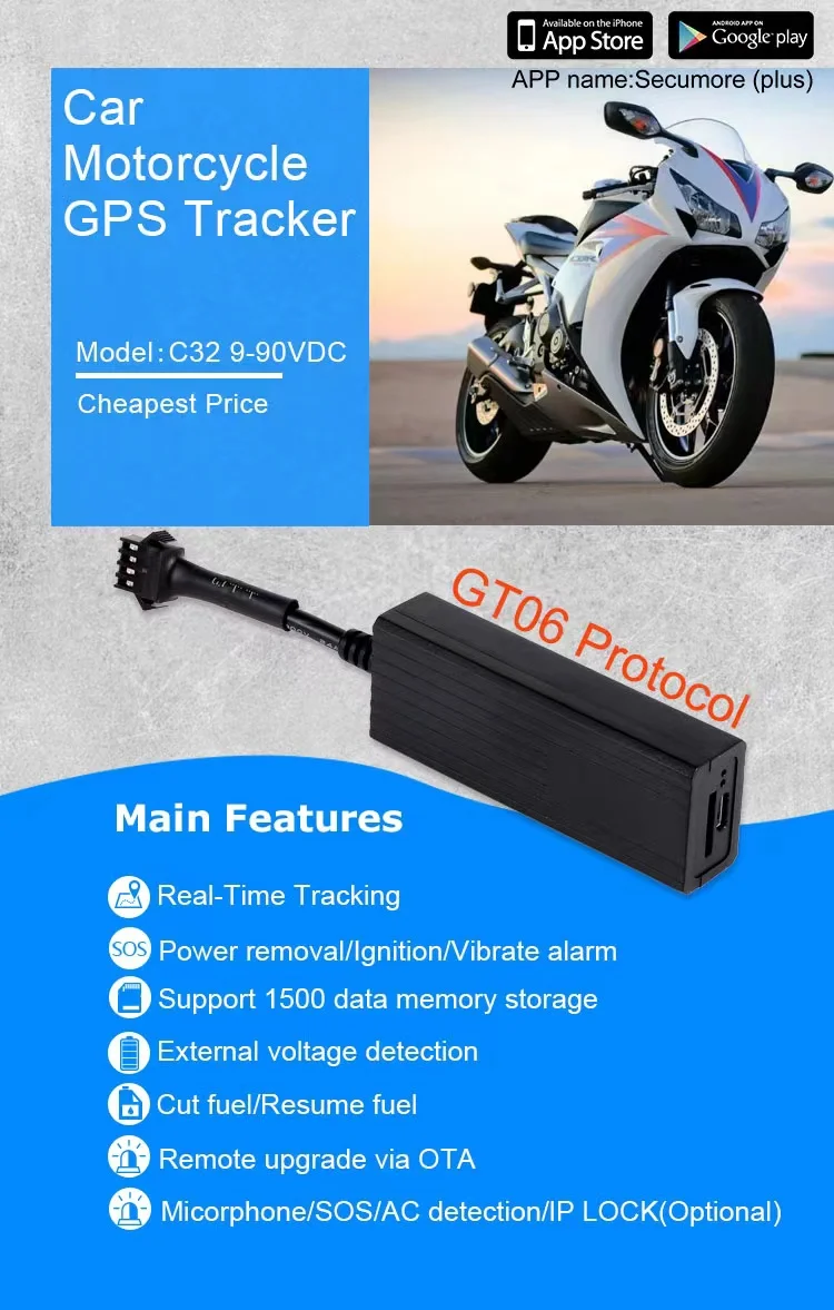 Motorcycle Antitheft Gt06 Gps Tracker With Android Ios App Free Gps