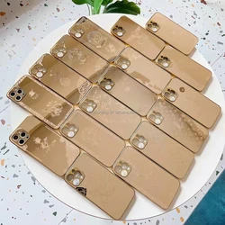 2021 best-selling electroplated gold-plated acrylic phone case for iPhone13Promax gold all-inclusive protective cover xsmax 11pr