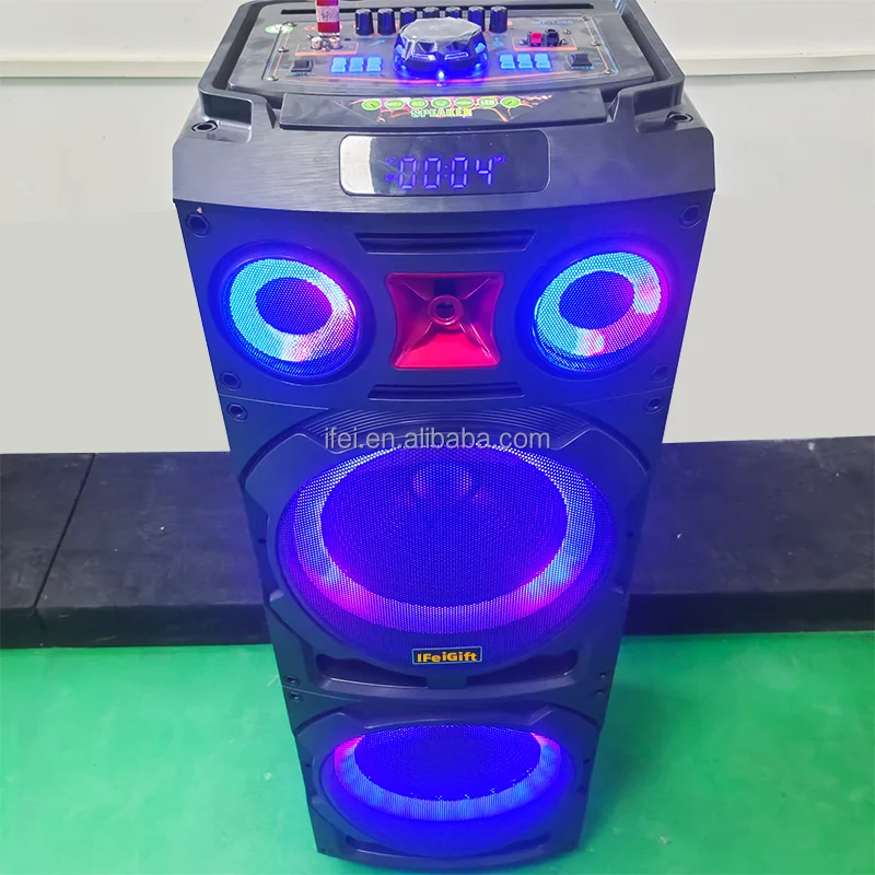 Wholesale Bass Speaker Double 12inch Horn Speaker Big TWS Rechargeable  Speaker With Double Wireless Microphone MT-1265