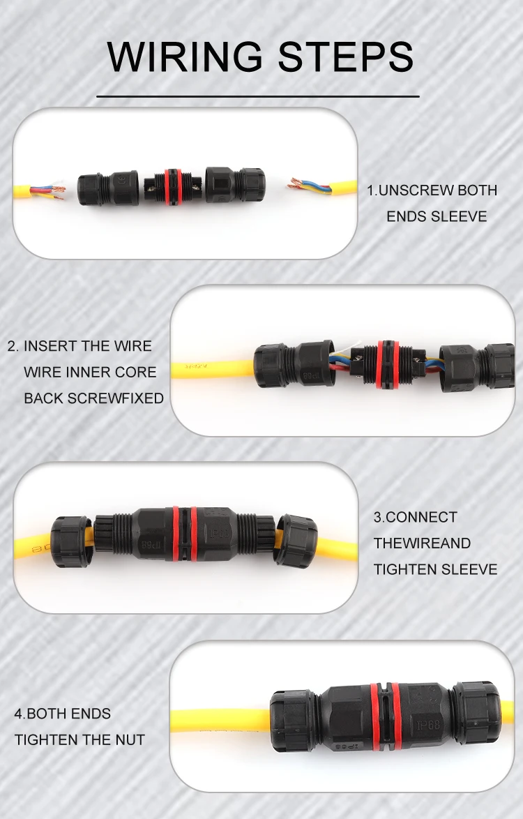 2pin 3pin T Type Electrical Cable Waterproof Wire Connector Ip68