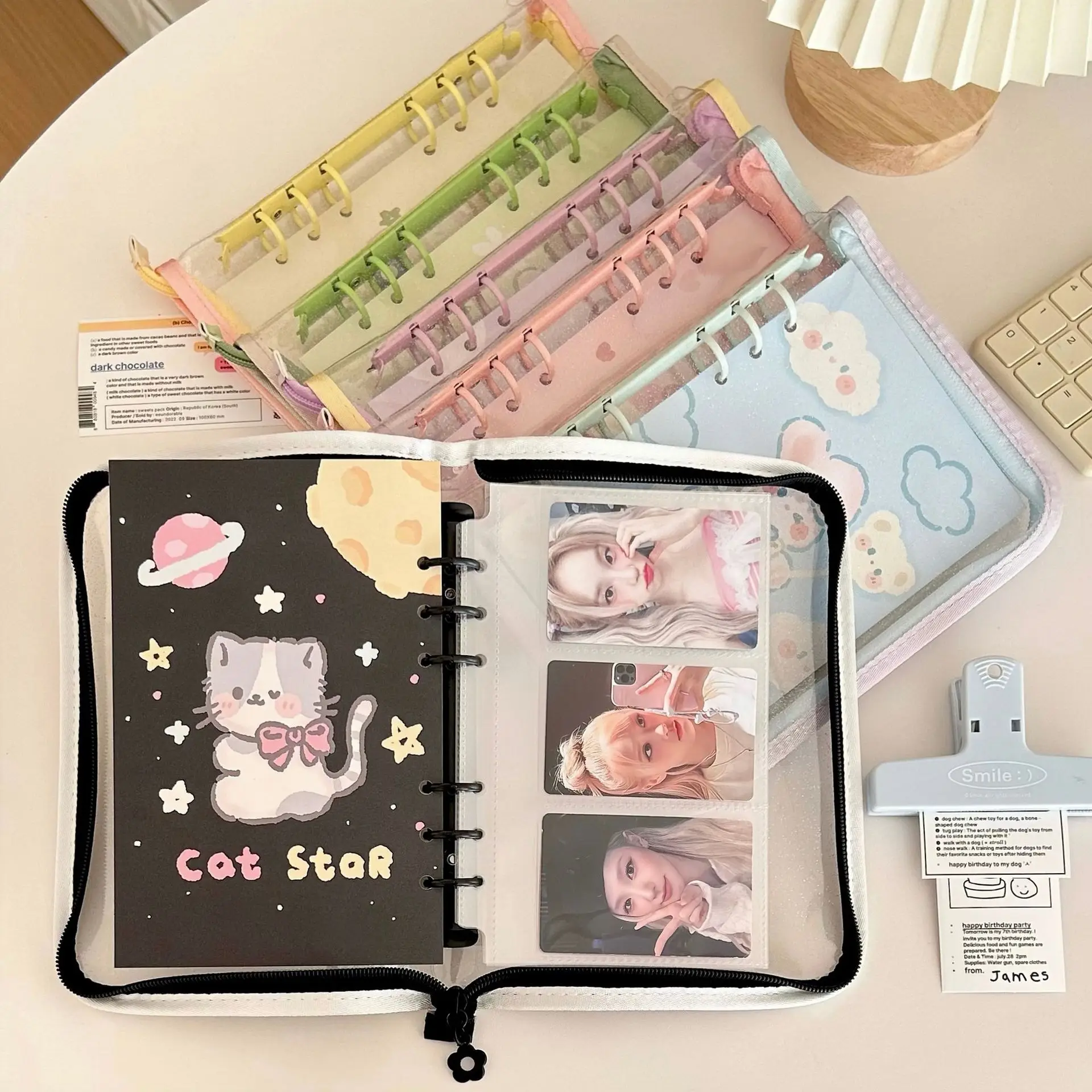 Cartoon Color Blocking Pvc Binder Notebook 6-holes Loose-leaf Binder ...