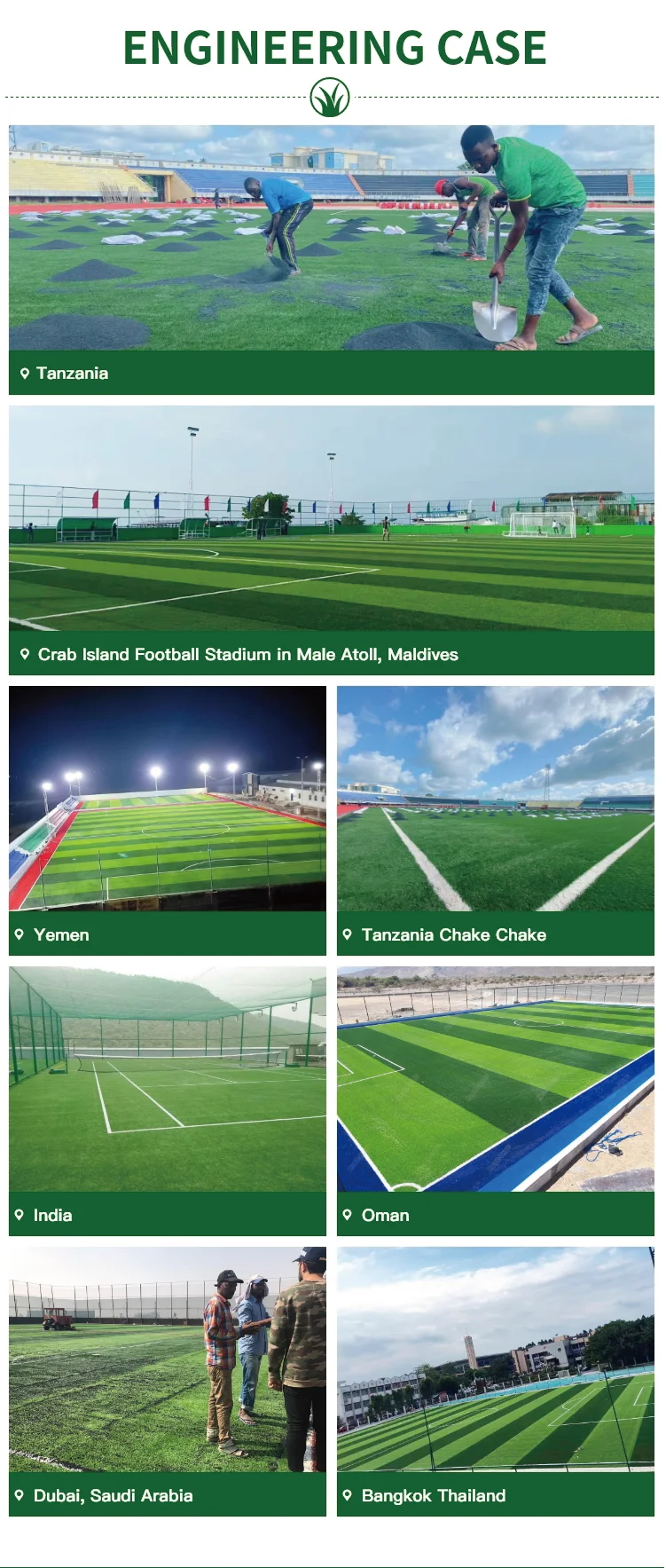 High Rebound Artificial Turf with 50mm Pile Height and 10 Years Lifetime for Football Pitches