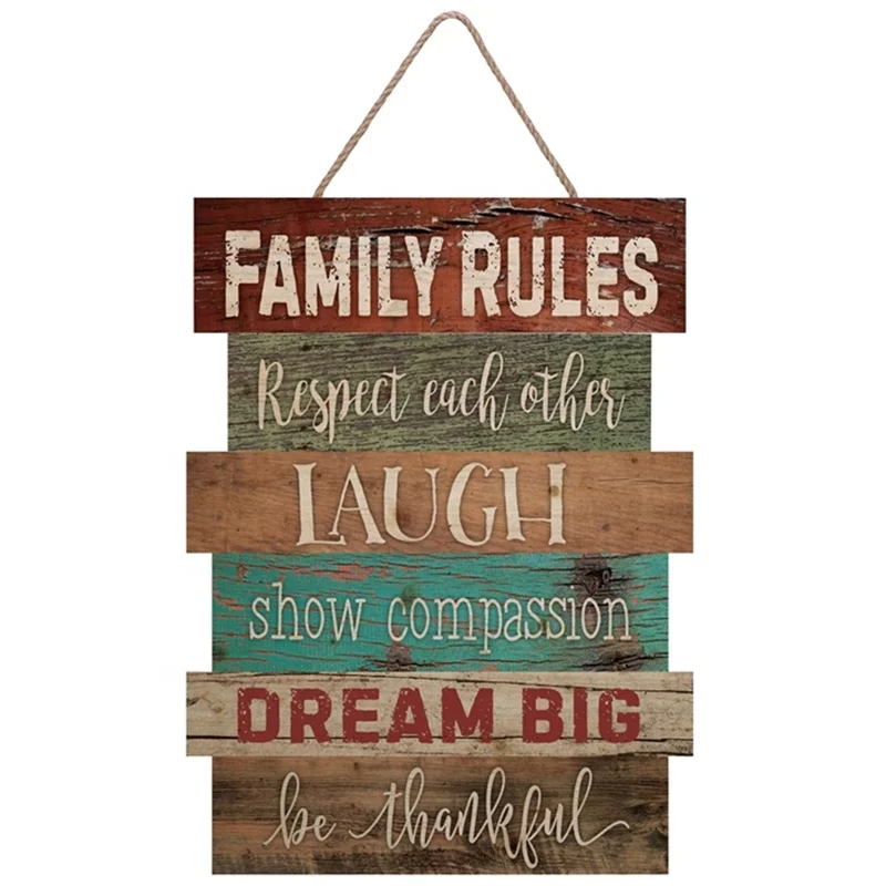 family rules ladder shape vintage rustic handmade art decorative