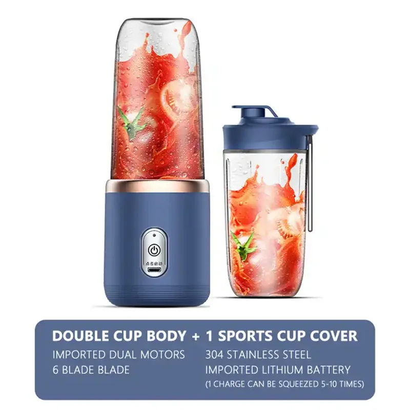 Multifunction USB Rechargeable Blender Fruit Juicer 400ML 40W Portable Juicer With Bottle and Lid