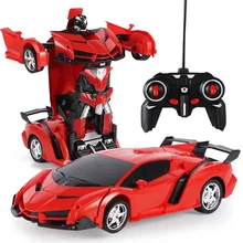 Hot sale deformation car robot model car remote control toy one-button deformation children gift toy remote control car