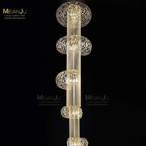 Customizable Large Gold Spiral Staircase Chandelier Luxury Oval Villa Crystal Copper Lighting for Hotel Factory Direct