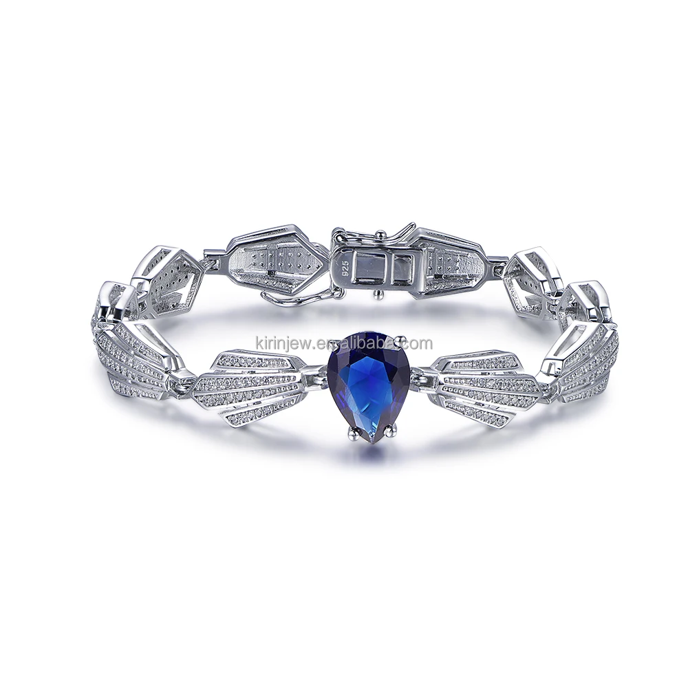 Luxury 925 sterling silver bracelet drop blue natural stone hand bracelet fashion bracelet pierr naturel women men gift