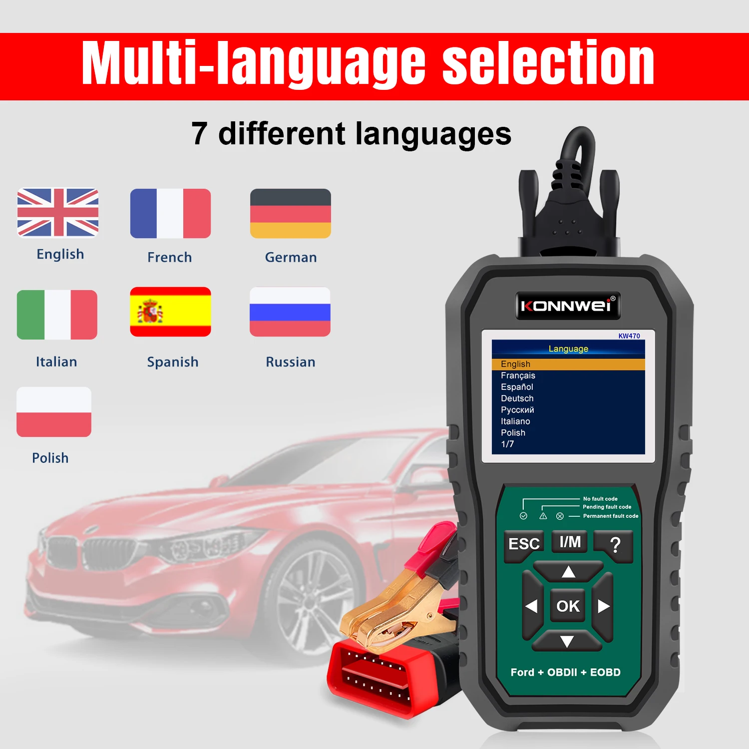 2023 KONNWEI KW470 Full System Diagnostic Tool OBD2 Car Scanner for Ford Lincoln Mercury