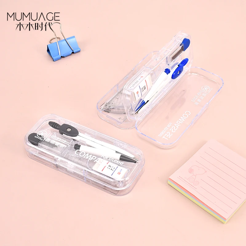 Оптовая продажа набор школьных математических геометрических компасов 7 шт. включая линейки компасы ластики точилки для карандашей