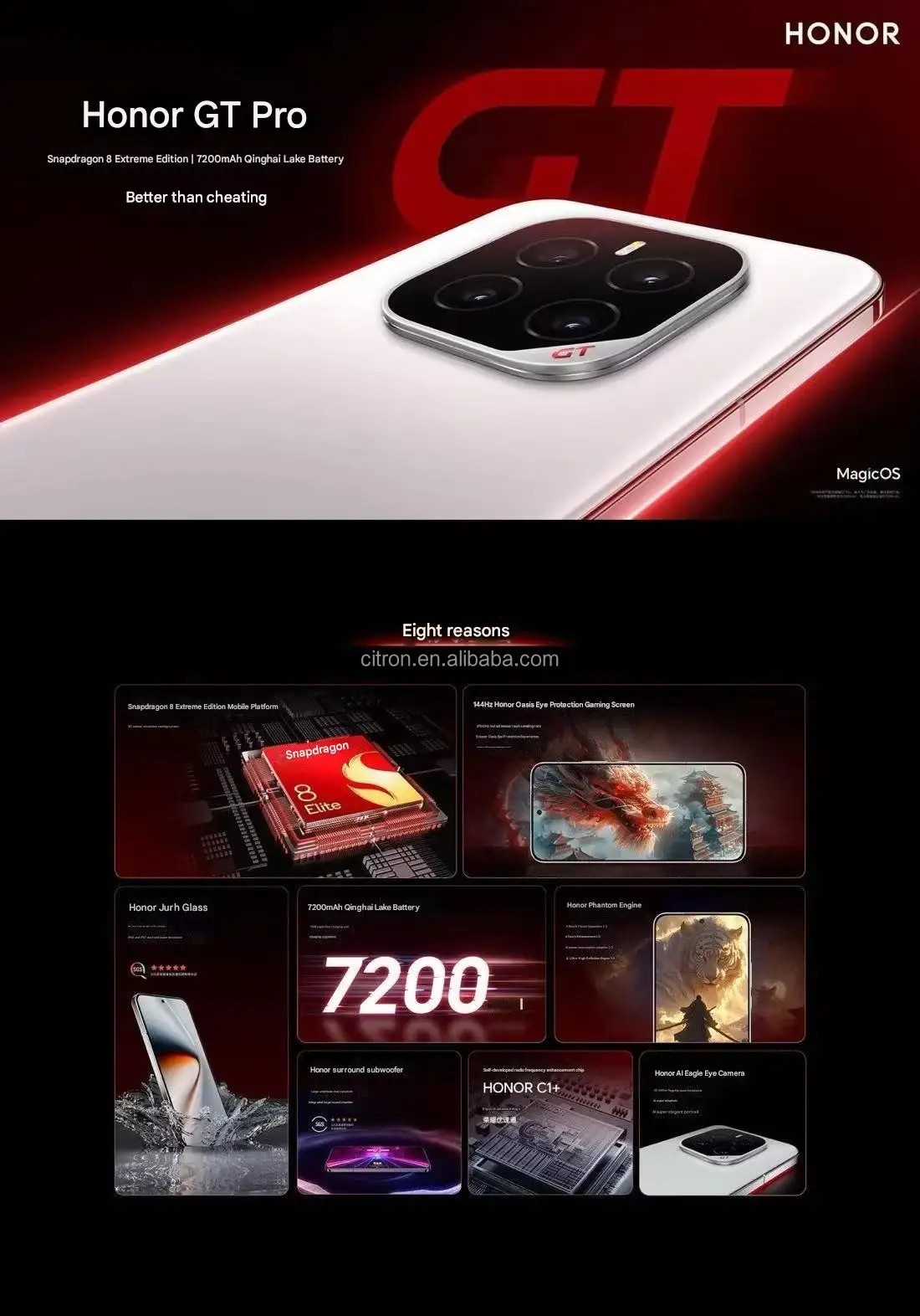 2025 Honor GT Pro 5G Phone - Snapdragon 8 Elite, 6.78