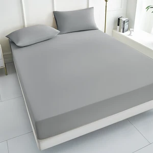 Microfiber Waterproof Composite Bed Fitted Sheet Pillowcase Waterproof Sweat Mattress Protective Cover Solid Color Bed Coverlet