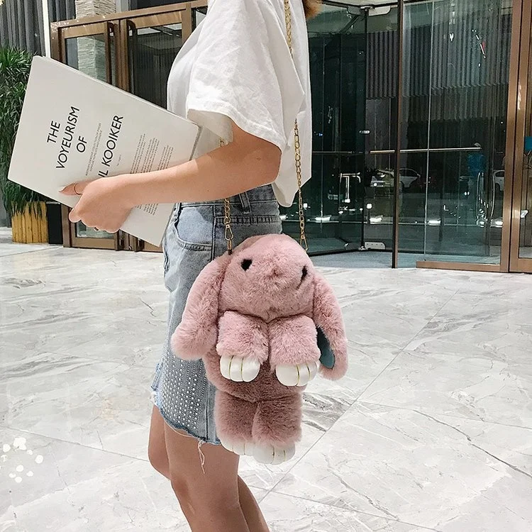 Cute Shaggy Kawaii Plush Bunny Rabbit Messenger Bag & Sling  display picture 3