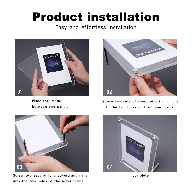 Durable Transparent Acrylic Photo Frame, 5, 6, 7 Inches Postcard Display Stand, Concert Ticket Table Frame, Cardboard Storage