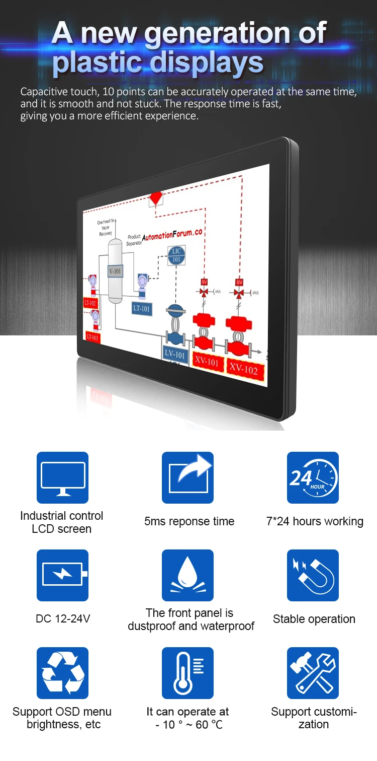 Factory 17.3 Inch Industrial Monitor LED Backlight New VGA/ Cable Pure Flat Panel Touch Screen LCD Display