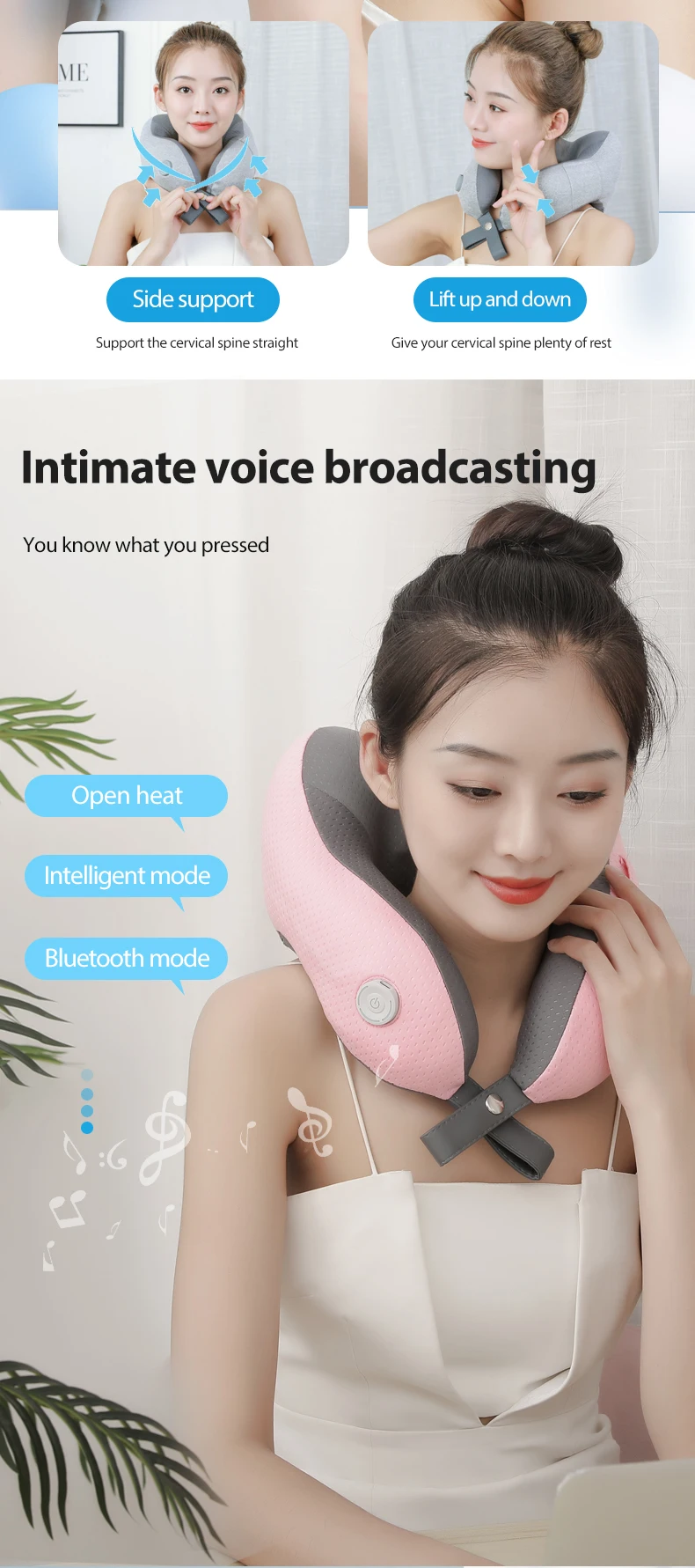 Famedio 3S Heated Neck Stretcher For Pain Relief, Magnetic Therapy Case/Graphene Heating Pad, Cervical Traction Pillow D