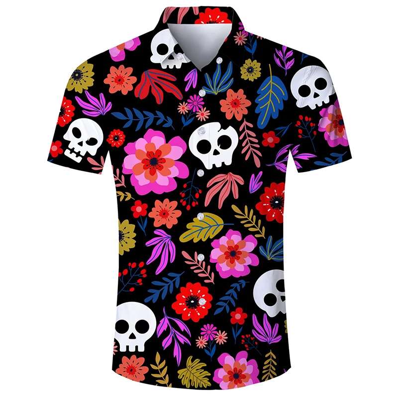 Hawaiian Printing Short Sleeve Newest Design Fashion Hot Sale Short Sleeve Newspaper Pattern Casual Shirt for Men