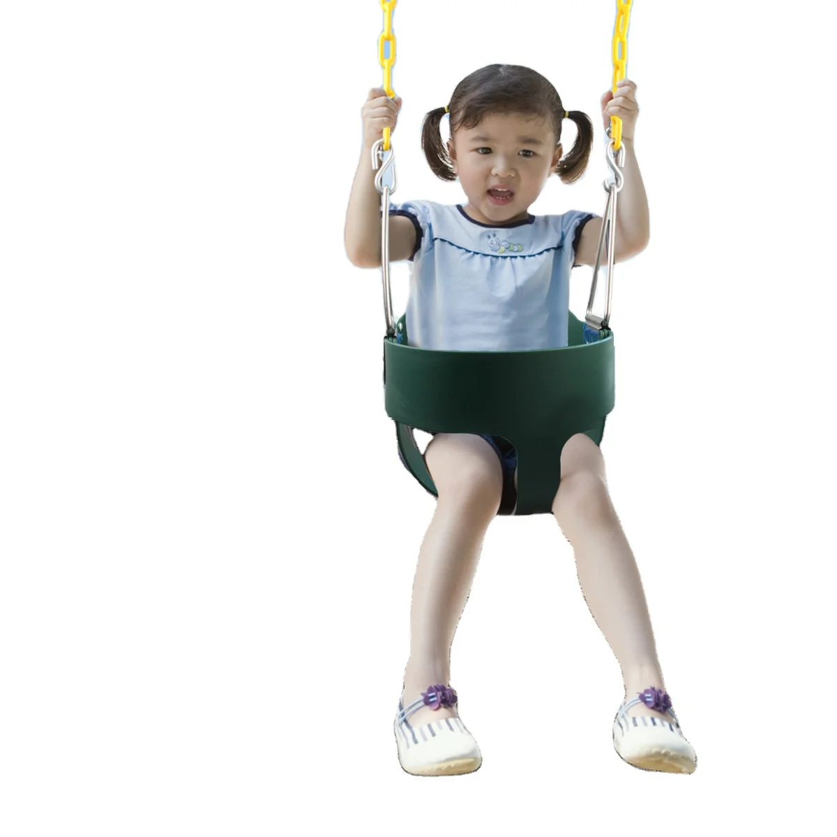 Yellow High Back Full Bucket Toddler Swing Seat with Swing Set Accessories 