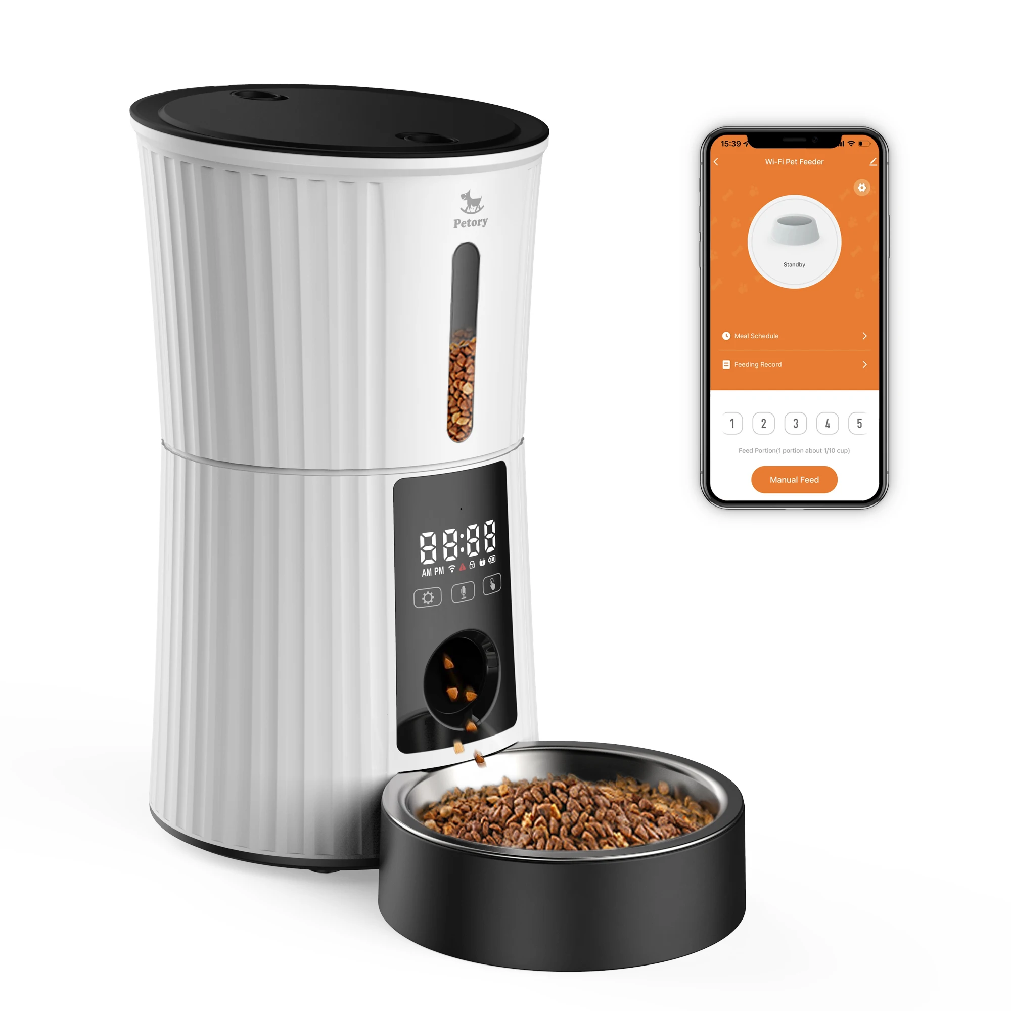 Automatic Portable Food Dispenser Microchip Capacity Black Automatische